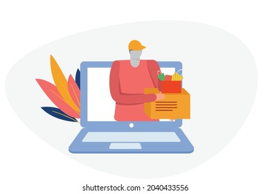 online eCommerce products delivery flat illustration concept 