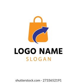 Design-Vorlage für E-Commerce-Logo, Supermarkt-Logo, Digital-Shopping-Logo. Warenkorb Konzepte Vektorgrafik, Lieferwagen-Logo mit Einkaufstasche