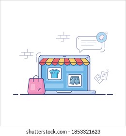 Online E-Commerce Store Illustrations, Online Shopping.