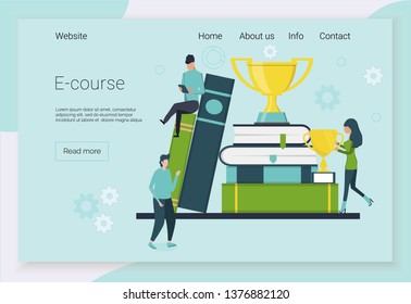 Online online e-course, e-library education, e-learning, e-reading  concept vector, it can be used for landing page, template, ui, web, mobile app, poster