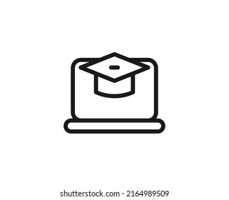 Online edication icon concept. Modern outline high quality illustration for banners, flyers and web sites. Editable stroke in trendy flat style. Line icon of learning 
