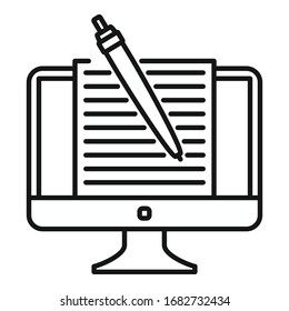 Online edit icon. Outline online edit vector icon for web design isolated on white background