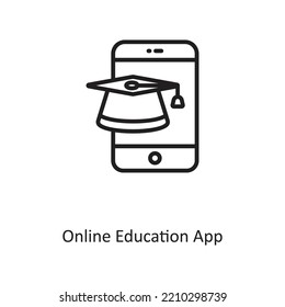 Online Education App Outline Vector Icon Design illustration on White background. EPS 10 File