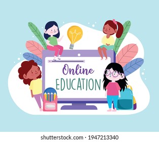 online education application students cartoon