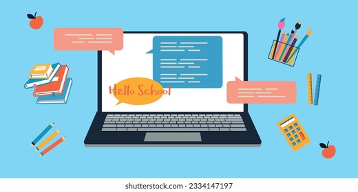 Educación en línea. De vuelta a la escuela. Concepto de educación en línea