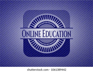 Online Education badge with jean texture