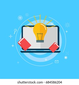 Online education banner. Vector flat illustration