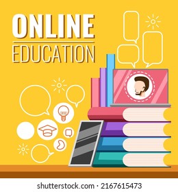 Online education banner vector graphic design
