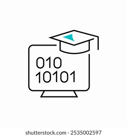 online education binary code icon sign vector