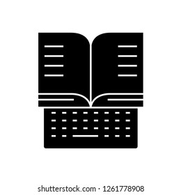 Online education black vector concept icon. Online education flat illustration, sign
