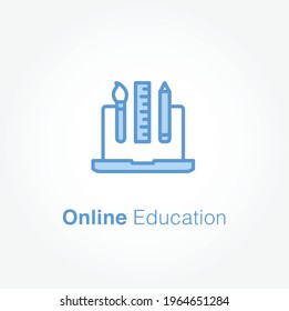 Online Education blue icon concept design	