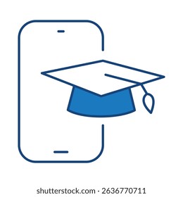 Online Education Blue Line Icon. E-learning, Education, Teaching, Online Study Icons Editable Stroke Vector Illustration