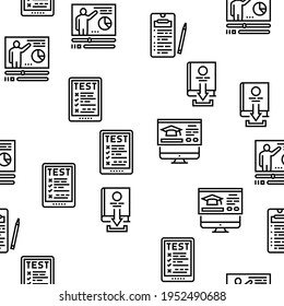 Online Education Book Vector Seamless Pattern Thin Line Illustration