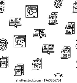 Online Education Book Vector Seamless Pattern Thin Line Illustration