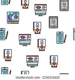 Online Education Book Vector Seamless Pattern Thin Line Illustration