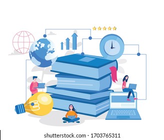 Online education, online books, Vector illustration for web banner, infographics, mobile. 