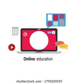 online education by laptop and online message