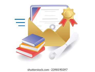 Online education certificate illustration concept