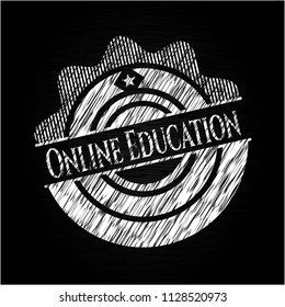 Online Education with chalkboard texture