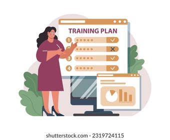 Online education. Character study remotely using internet, online services, application or website. Idea of e-learning and gaining knowledge by modern online courses. Flat vector illustration