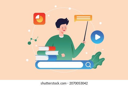 Online education online class learning illustration teacher live education student Poster