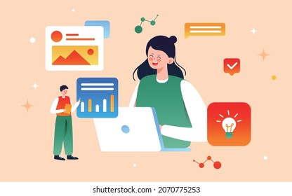 Online education online class learning illustration teacher live education student Poster