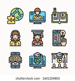 Online Education of Color vector icons