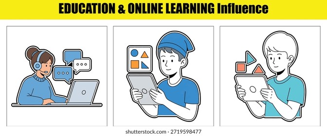 Educación en línea con herramientas de comunicación y aprendizaje digital Estudiante de aprendizaje en línea