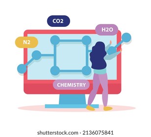 Online education composition of flat icons with human character of remote student with desktop computer vector illustration