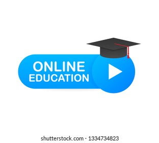 Online education concept banner. Online training courses. Tutorials, e-learning. Vector stock illustration.
