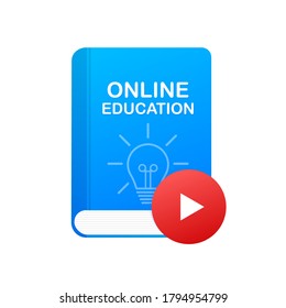 Online education concept banner. Online training courses. Tutorials, e-learning. Vector illustration.