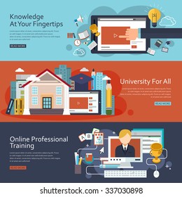 online education concept banners set in flat design