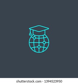 online education concept blue line icon. Simple thin element on dark background. online education concept outline symbol design. Can be used for web and mobile UI/UX