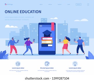 Online education concept. Can use for landing page, web banner, infographics, hero images. Flat modern vector illustration.