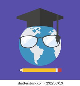 Online education concept. Colorful flat design icon.  Vector illustration