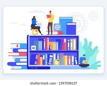 Online education concept. E-learning, distance courses, tutorials vector illustration. Landing page template. Easy to edit and customize.