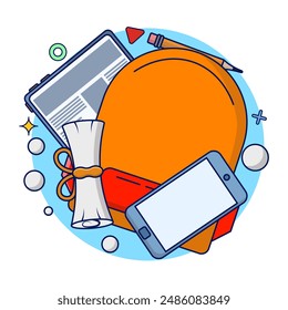 Online Education Concept. e-learning, online education at home. study or meet online via teleconferencing, internet classes, online teaching. tutorials. flat vector illustration on background.