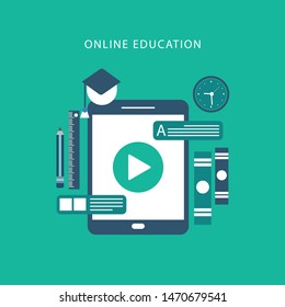  online education concept with "e-learning" online education and learning icon