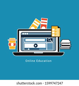 Online education concept flat style illustration