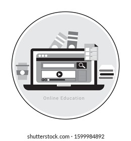 Online education concept flat style illustration