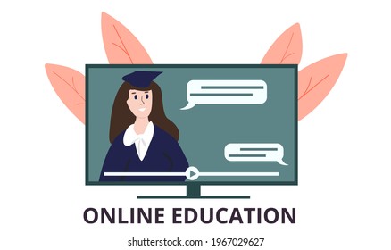 Concepto de educación en línea. Ilustración vectorial plana para sitios web, publicidad, proyectos de estudio, etc.