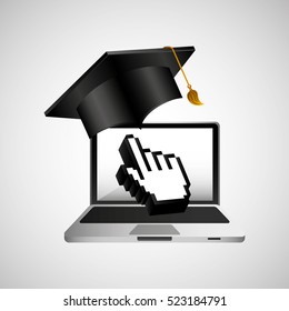 online education concept hand cursor icon vector illustration eps 10