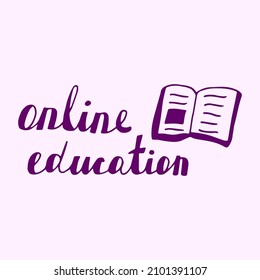 Online education concept. Hand drawn screen of tablet with book. Symbol of e-learning isolated vector illustration.