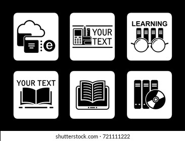 online education concept icons set
