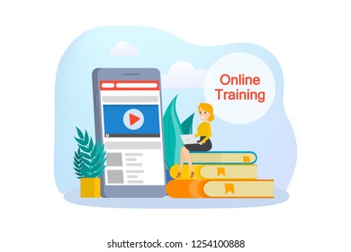 Online education concept. Idea of learning and knowledge. Study and training online. Isolated vector illustration