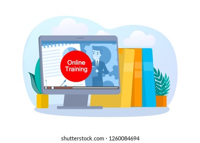 Online education concept. Idea of learning and knowledge. Study and training online. Isolated vector illustration