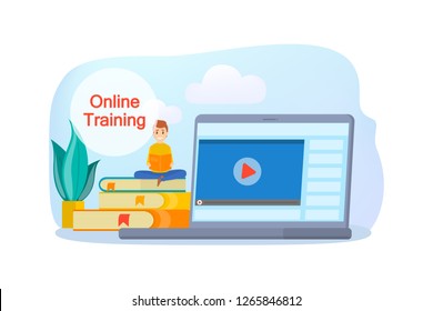 Online education concept. Idea of learning and knowledge. Study and training online. Isolated vector illustration
