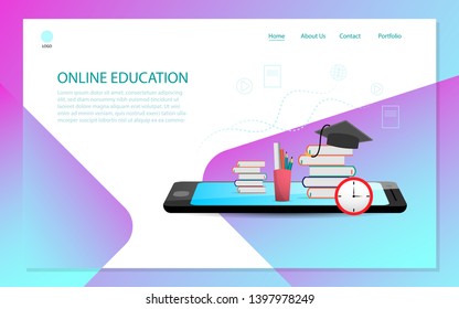 online education concept illustration for  landing page template, web design, web page online course vector illustration 