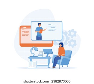Online education concept. Remote education. Master Class. flat vector modern illustration