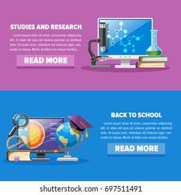 Online education concept. Template for online education course. Flat vector design banner. Vector illustration